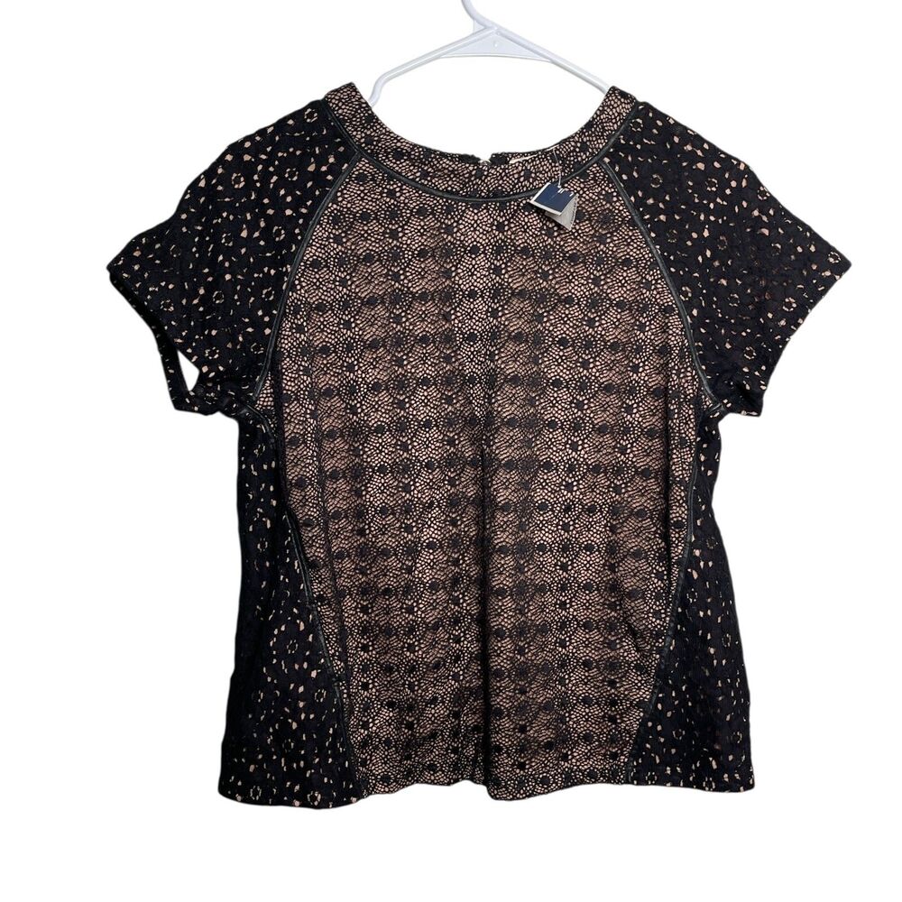 Lucid Pink Blouse Women's Small Lace Short Sleeve Career Lined Top NWT